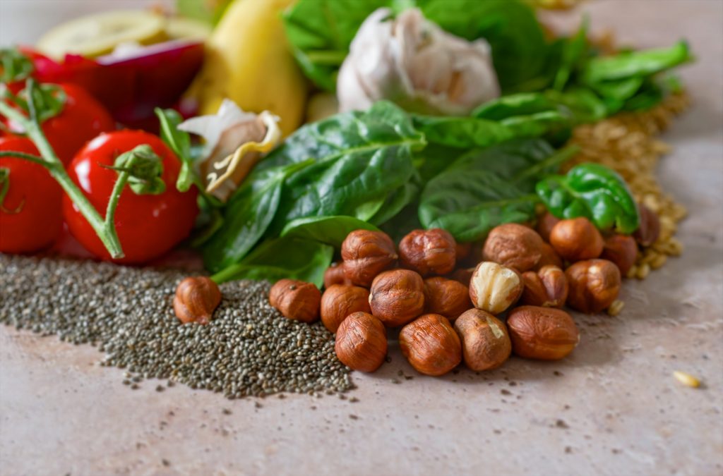 Hazelnuts, Chia Seeds and Fresh Vegetables for Microbiome Support